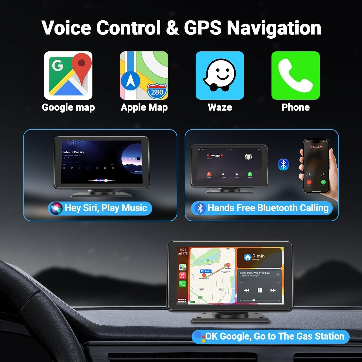 PerfectCho 7-inch voice control and navigation feature overview
