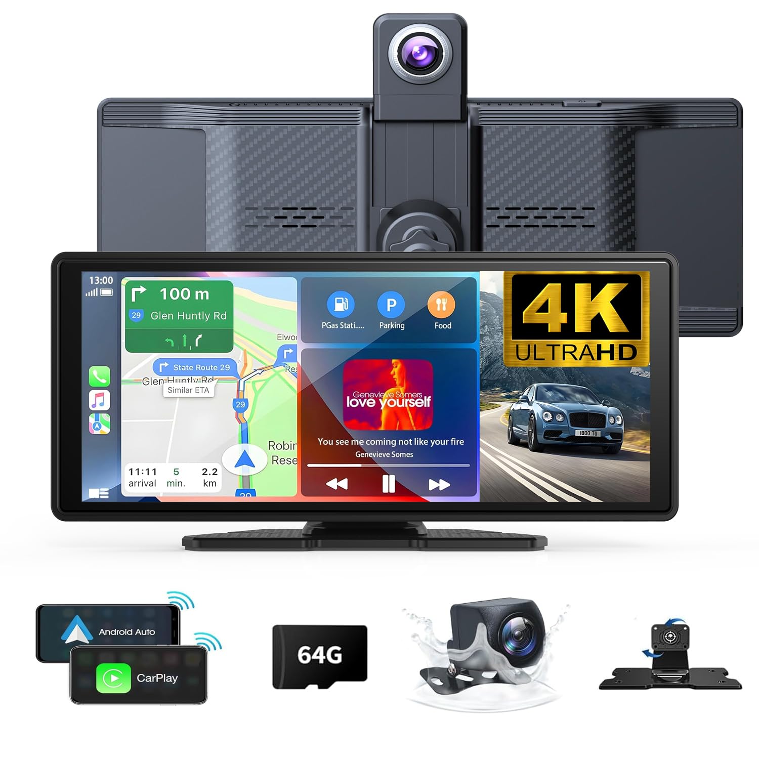 4K dash cam and 1080P rear camera